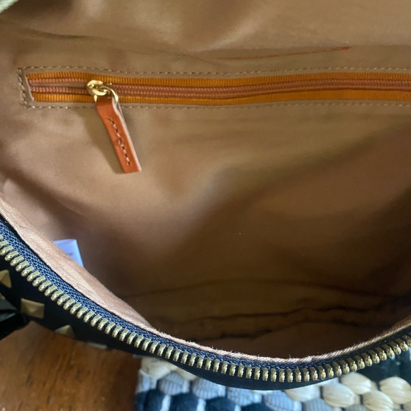 HOBO Juno Black Leather and Gold Studded Sling/Belt Bag - Picture 3 of 4